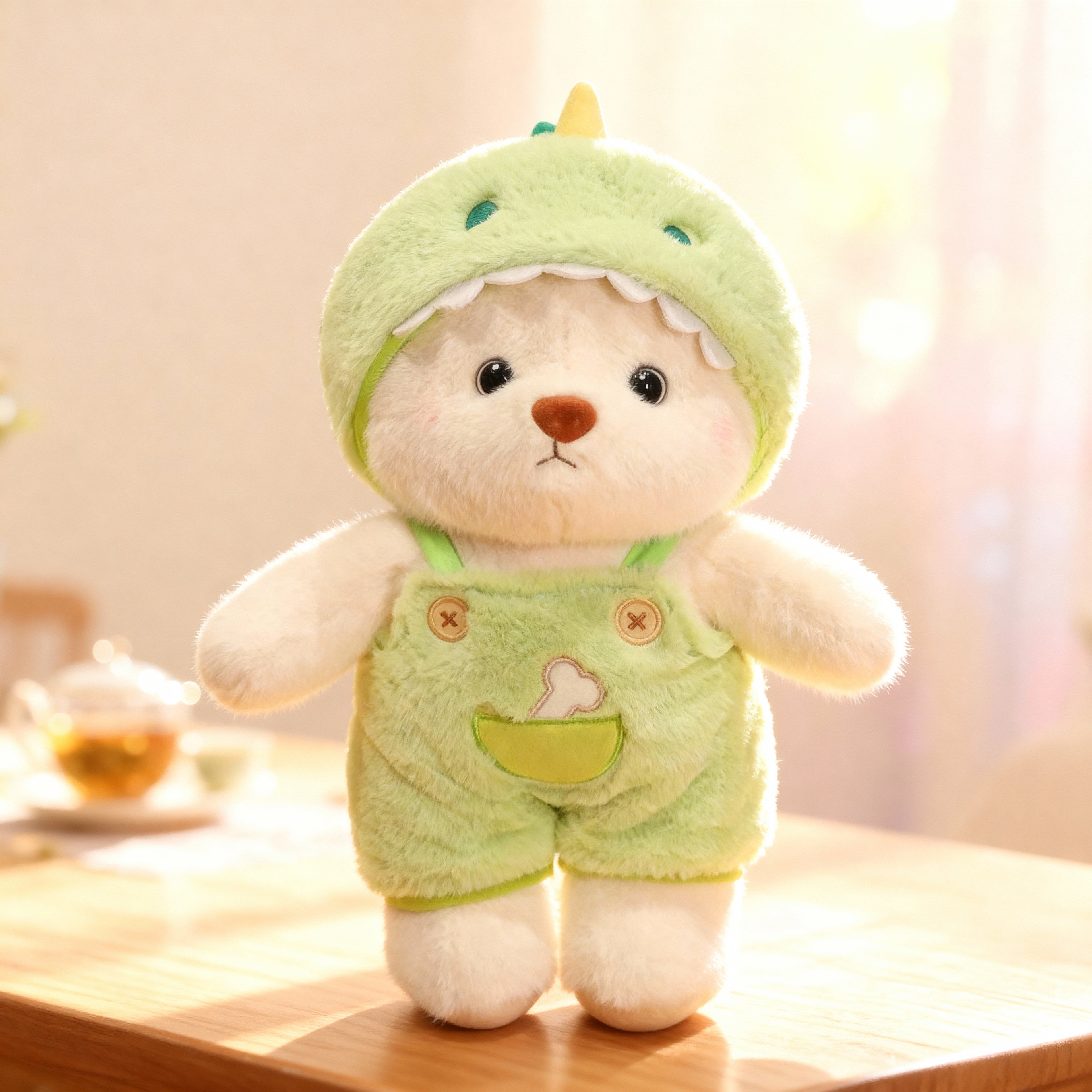 Ručne robený plyšový medvedík - Dino overal