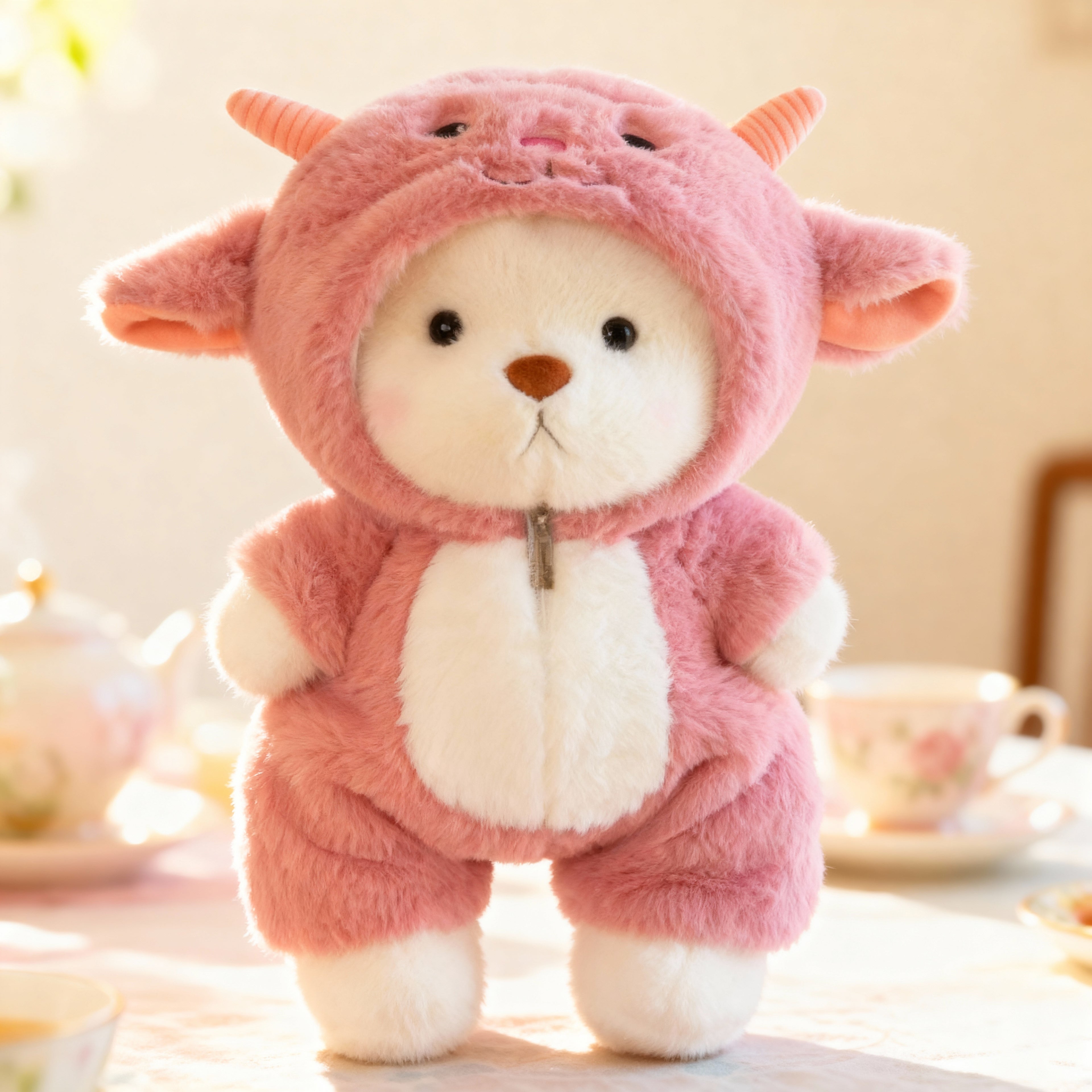 Ručne robený plyšový medvedík - Ružová kravička