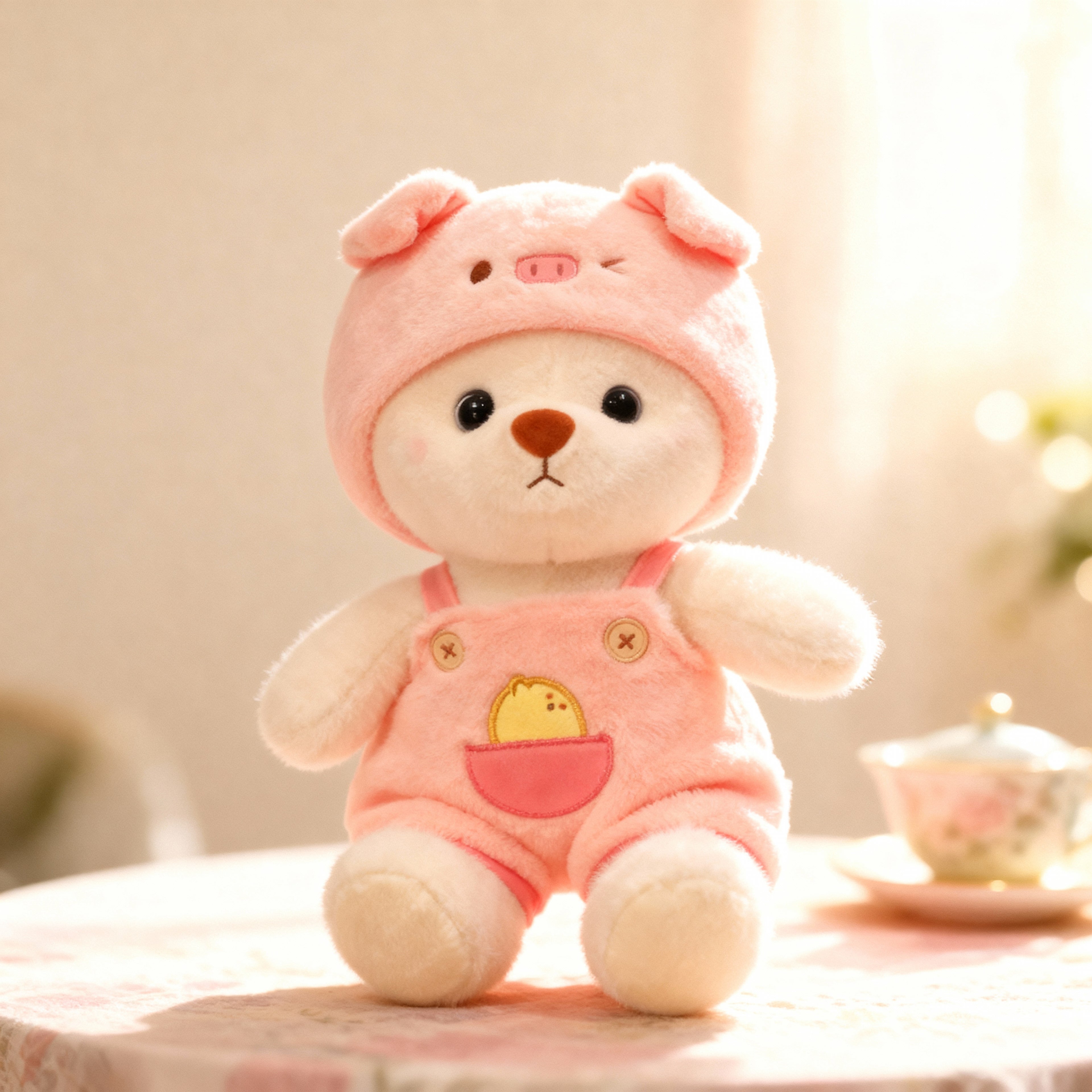 Ručne robený plyšový medvedík - Ružové prasiatko