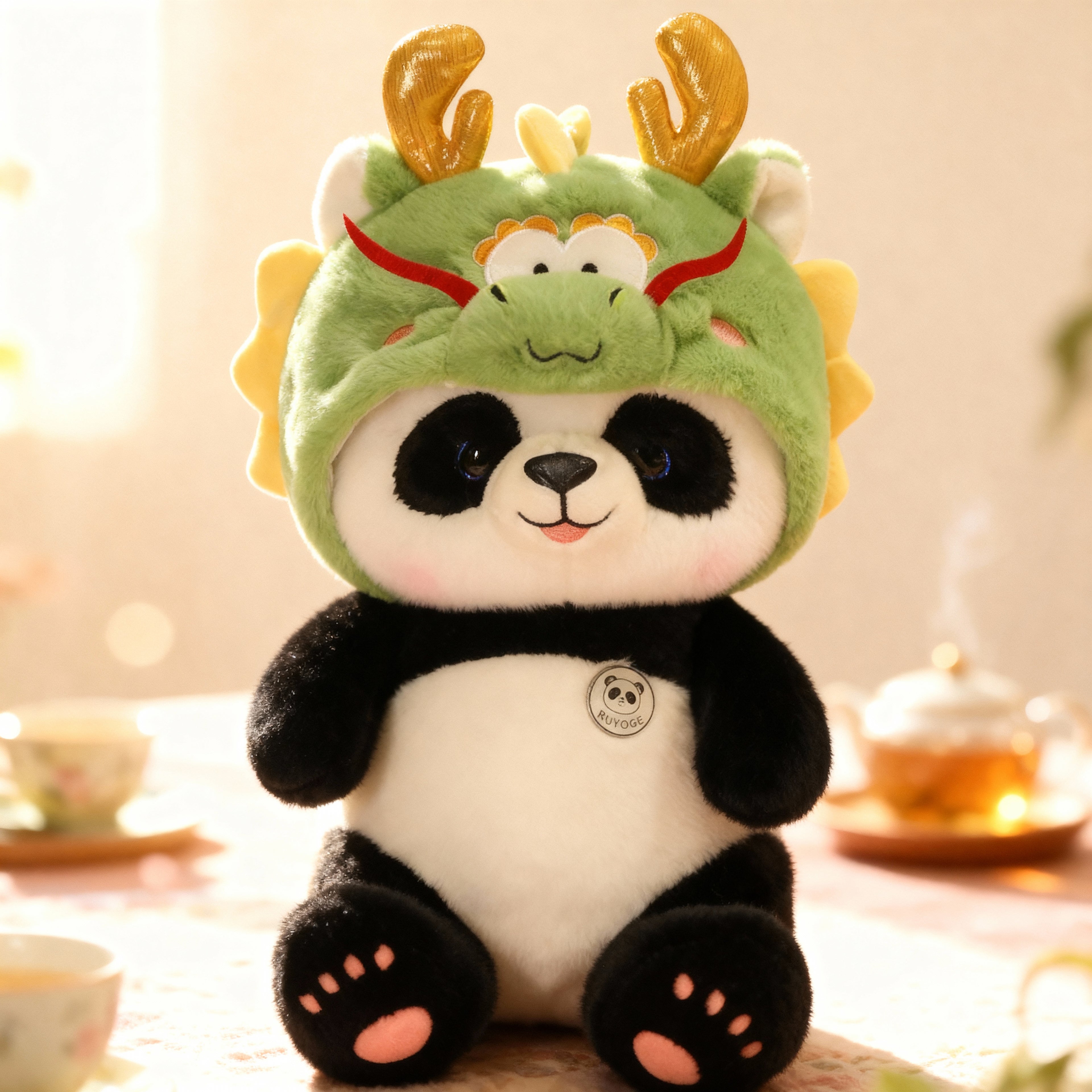 Ručne robený plyšový medvedík - Panda dráčik