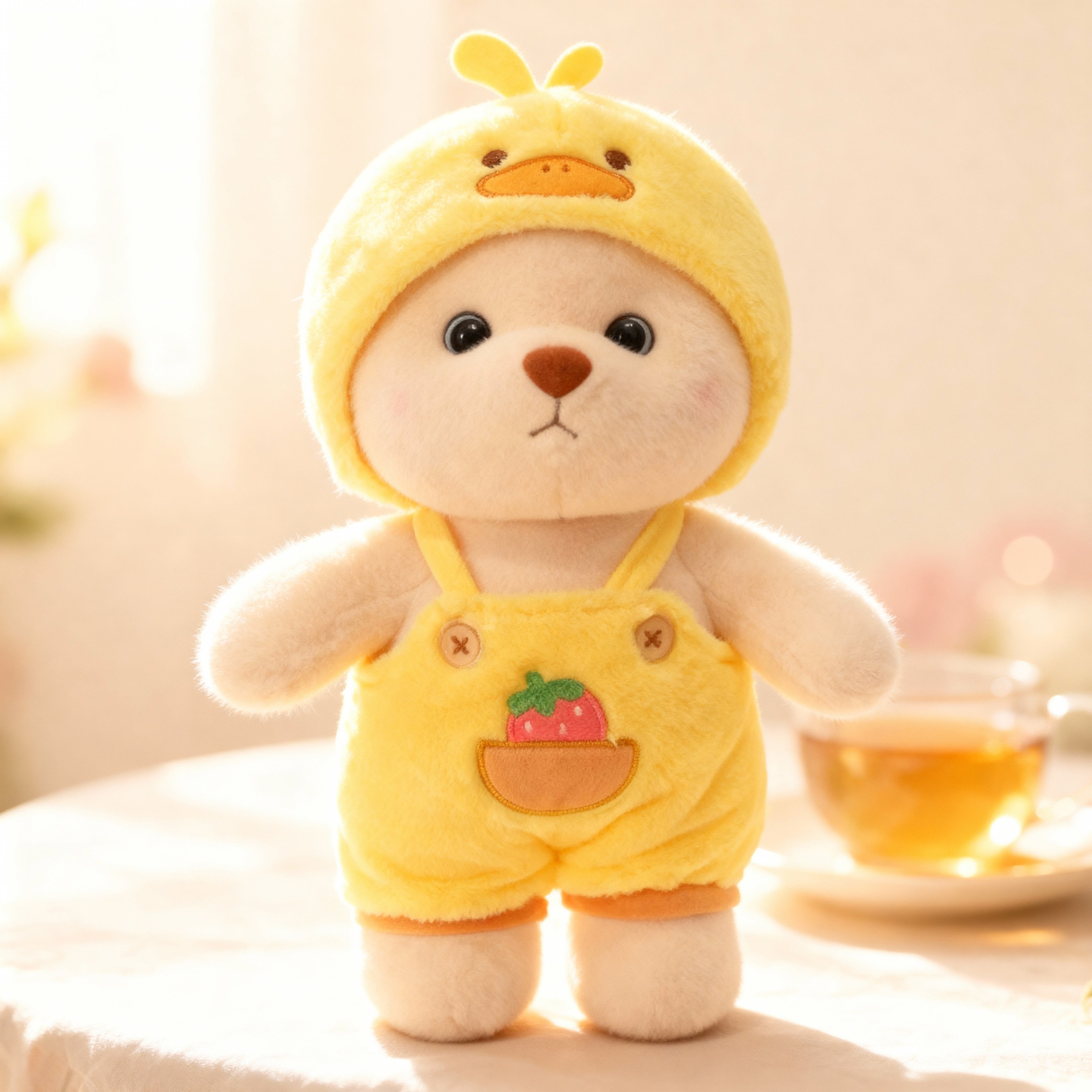 Ručne robený plyšový medvedík - Žlté kuriatko