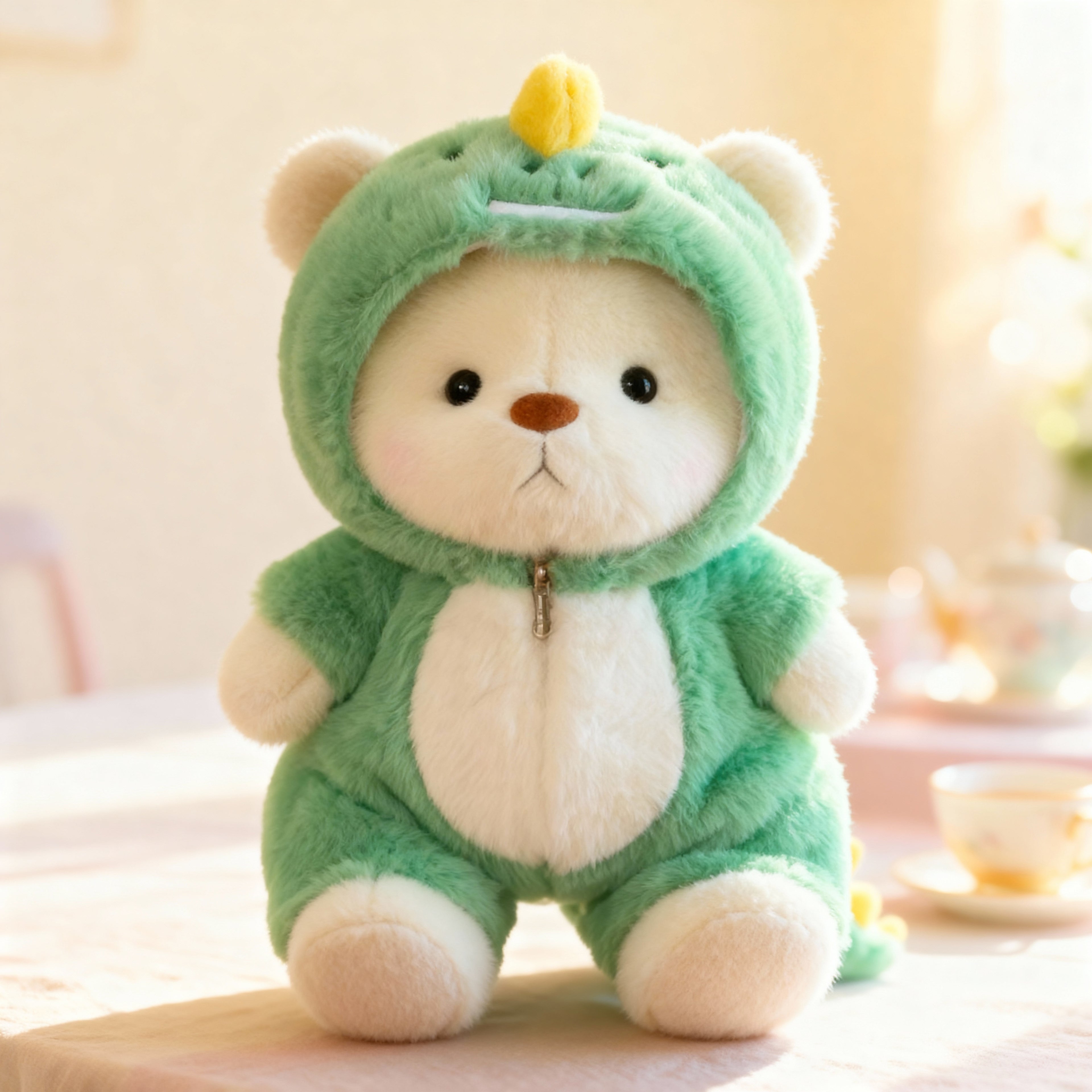 Ručne robený plyšový medvedík - Zelený macko